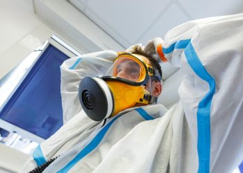 Normandy,,France,,October,6,,2015:,Asbestos,Surveyor,With,Ventilated,Mask